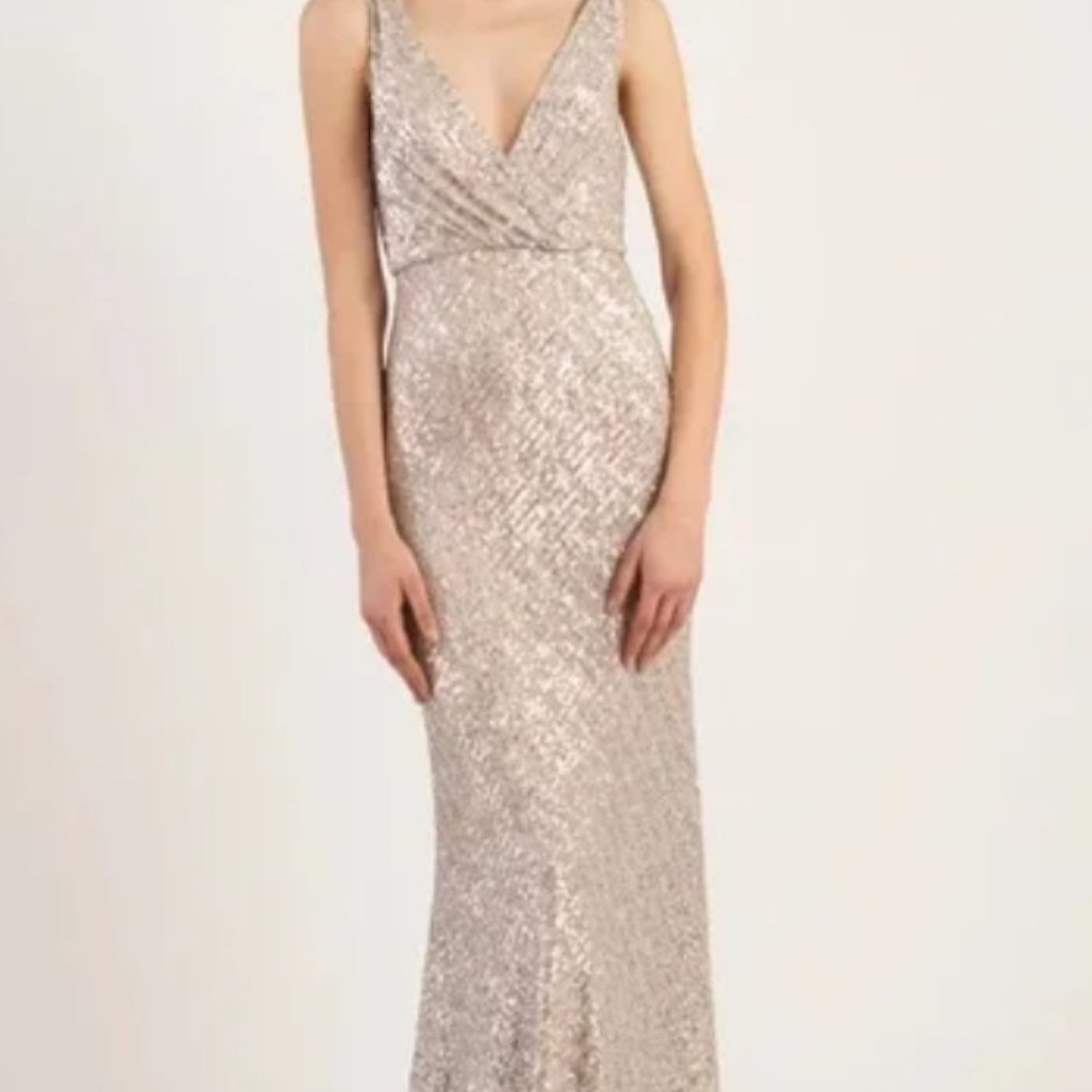 Jenny Yoo Billie Dress Silver/Nude Size 12